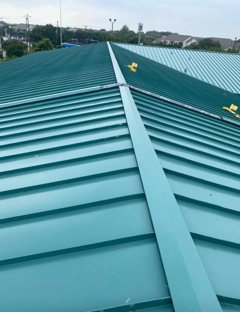 Green commercial metal roof ridge and valley for Metal Roof Repair in Hightstown